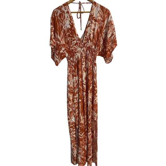 Lovestitch maxi dress women’s size S/M brown white abstract boho beachy - Picture 1 of 6